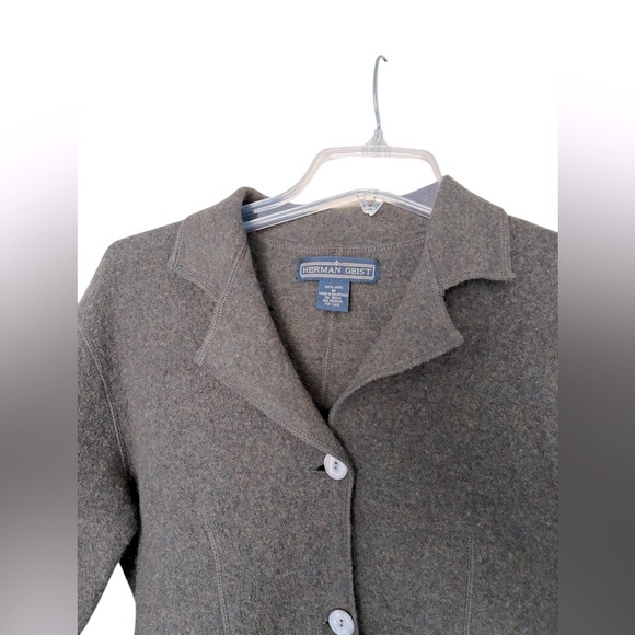 🌟 Herman Geist 100% Wool 
Sweater Cardigan Gray Sz M cottage top jacket - Picture 6 of 8
